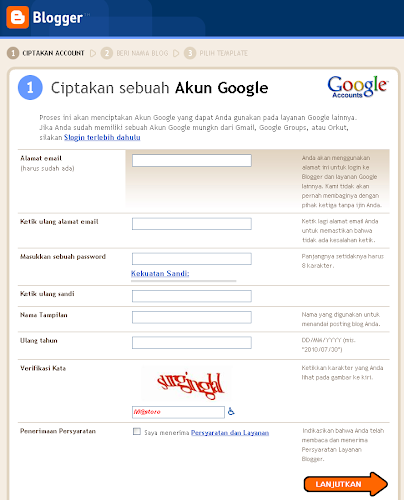 1. Ciptakan Account (lihat gambar);